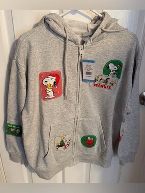 Snoopy Embroidered Zip Up Hoodie, Women’s Size Large NWT